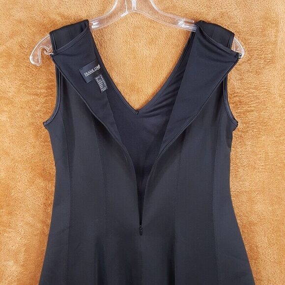 FRANK LYMAN Womens Dress Size 8 Black Fit Flare Stretch Knit Zip Back Shrug - Picture 6 of 15